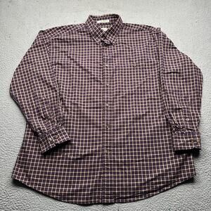 Orvis Check Windowpane Plaid Purple Button Down Long Sleeve Shirt Mens XL Cotton
